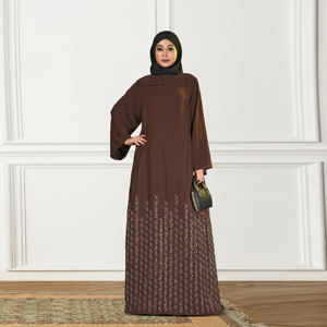 Abaya Modesta Nida con Panel Inferior Sólido, Silueta Holgada y Recta, Manga Larga, Atuendo Islámico para Mujer, Ropa de Noche para Oriente Medio, Ramadán, Uso Diario - Product Image 1