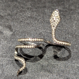 Bague Serpent Victorienne Antique REYES en Argent Sterling 925 avec Diamant Naturel, Bijou Fin et Élégant pour Femme, Fait Main - Product Image 4