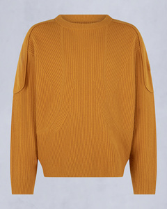 Pull-over tricoté surdimensionné jaune moutarde pour homme, col rond, couleur unie, avec poches, coupe classique, idéal pour l'automne, ODM - Product Image 1