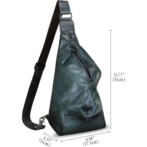 Sac bandoulière en cuir unisexe, design minimaliste, sangle détachable, fermeture éclair, cuir véritable, sangle d'épaule arquée - Product Image 4