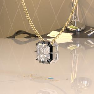 Collar Elvora Gems con Colgante de Moissanita de Corte Octogonal Geométrico, Oro Sólido de 2.8CT, Certificado IGI, Chapado en Rodio, Cadena de Cuerda, para Fiesta - Product Image 3