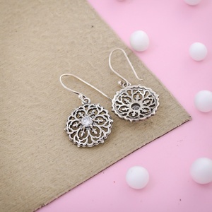925 Sterling <b>Silver</b> Gold Plated Zircon Gemstone Flower Dangle <b>Earrings</b> Vintage Filigree Trendy <b>Drop</b> <b>Earrings</b> for Women - Product Image 3