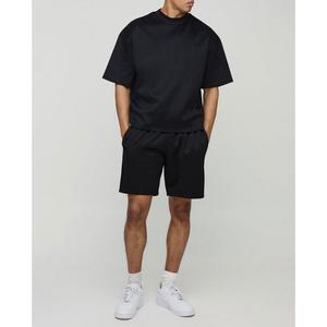 Ensemble short et t-shirt décontracté respirant 100 % coton de haute qualité, style streetwear d'été, grandes tailles, pour le jogging, vente en gros - Product Image 1