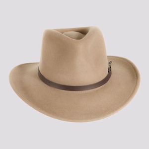 Sombrero Vaquero Occidental de Fieltro de Lana Beige Personalizado al por Mayor, Estilo Fedora de Ala Ancha con Banda de Cuero para Hombres y Mujeres - Product Image 3