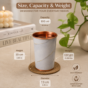 Verre à eau artisanal en cuivre pur imprimé marbre, Tasse de luxe en cuivre pour boisson, Tasse ayurvédique, Vaisselle de cuisine, Vente en gros, Cadeau - Product Image 5
