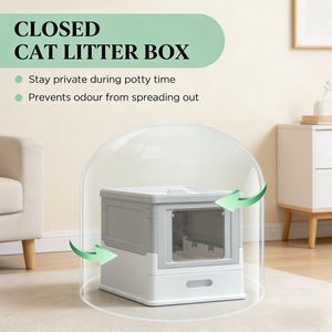 Lettiera per Gatti in Acciaio Inossidabile Chiusa, Grande Capacità, Facile da Pulire, con Paletta Quadrata in Plastica - Product Image 5