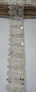 Dentelles brodées de perles élégantes, garnitures perlées pour vêtements de mariée, robes de couture, embellissements artisanaux, fournitures de couture - Product Image 3