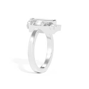 Geometric Lab Grown Diamond Engagement Rings 14K 18K Solid Gold Trendy Round Baguette Cut Cluster Modern Statement Bands Factory - Product Image 4