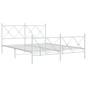 Cadre de lit king size en acier blanc, durable, rectangulaire, en métal - Haute qualité et élégant - Product Image 2