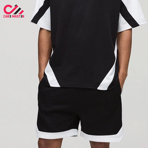 ชุดเซ็ตเสื้อยืดและกางเกงขาสั้นผ้าฝ้ายคุณภาพสูงสไตล์สตรีทแวร์ทรงโอเวอร์ไซส์  ลายปะติดพิมพ์นูน 3 มิติ สำหรับผู้ชาย - Product Image 3