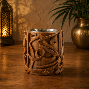 Brûleur à Bakhoor en bois sculpté à la main, porte-encens à calligraphie arabe, Oud Mabkhara, cadeau de l'Aïd, décoration traditionnelle islamique pour la maison, parfum d'ambiance - Product Image 1