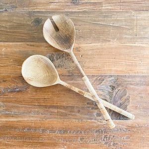 Wood <b>Salad</b> Servers Set Eco-Friendly Dishwasher Safe Manual <b>Salad</b> <b>Tools</b> - Product Image 3