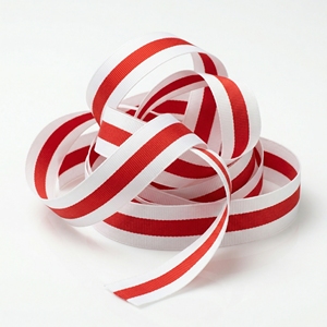 Neelkamal Industries Wholesale Striped Grosgrain Ribbon <b>White</b> Red Center Stripe Ribbon for Hair Bows Gift <b>Wrap</b> Medal Decor - Product Image 3