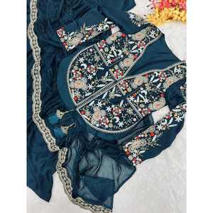 ชุดคลุมคางแฟชั่นพร้อมเสื้อแจ็กเก็ตใส่ทำงานปักลายสีเขียวเข้ม - Product Image 5