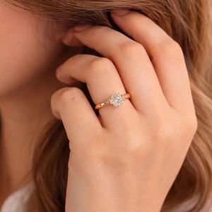 Trilogy <b>Ring</b> Peach Morganite Accents Anniversary <b>Ring</b> DEF Color VS VVS Clarity 10K 14K 18K Solid Gold Cushion Lab Grown Diamond - Product Image 2