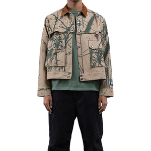 Durable Men's Winter Streetwear 100% Cotton <b>Canvas</b> <b>Jacket</b> Front Logo Quick Dry Breathable Eco-Friendly for Travel Outdoor Use - Product Image 1