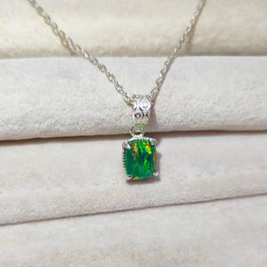 Green Rainbow Opal Vintage Engagement Pendant Necklace 925 Sterling <b>Silver</b> Handmade NIKHIL GEMS Third Party Certified Wholesale - Product Image 1