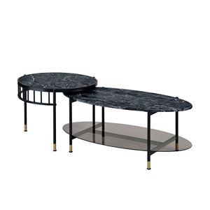 Silas Engineered Stone Top and Black Finish <b>Nesting</b> Coffee <b>Table</b> - Product Image 6