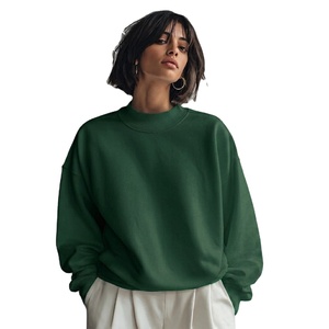 Sudaderas de Invierno para Mujer al por Mayor, Oversize, Cuello Alto Simulado, Estampadas, de Forro Polar de Poliéster/Algodón, Estilo Urbano, con Bordado Frontal - Product Image 1