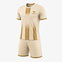 Ensemble de maillot de football pour homme WARPRO, manches courtes, col rond, dégradé doré, polyester, évacuation de l'humidité, coupe athlétique, toutes saisons