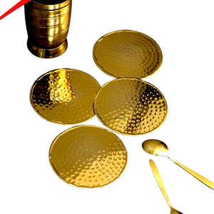 Ensemble de sous-verres ronds décoratifs en métal pour table basse, protection des verres à boisson, avec une décoration de table élégante - Product Image 1