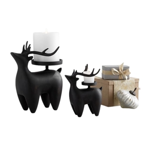 Lot de 2 bougeoirs en métal doré en forme de cerf et de renne pour bougies coniques, pour centre de table de mariage et décoration de table à domicile, vente en gros - Product Image 3