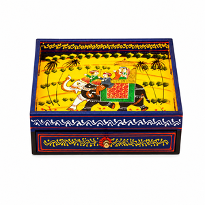 Handcrafted Wooden Elephant Printed <b>Storage</b> <b>Box</b> with Drawer | Decorative Organizer <b>Box</b> | Traditional Indian Hand-Painted Wooden - Product Image 3
