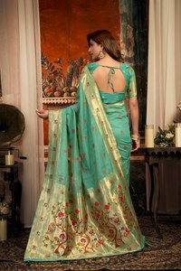 Sari en soie pour mariage, très tendance, avec pièce de blouse, vêtements indiens pour femmes, sari à bas prix, vente en gros, vêtements de Surat - Product Image 5