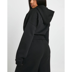 Sudadera con capucha para mujer personalizada, duradera, de moda de invierno, con hombros caídos, 400 GSM, al por mayor, talla de EE. UU., antiarrugas, ropa deportiva, chaqueta corta con capucha - Product Image 6