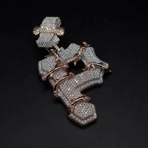 925 <b>Silver</b> Moissanite Letter Pendant Rose Gold Plated Iced Out Hip Hop <b>Charm</b> for Men Women Party Jewelry - Product Image 1