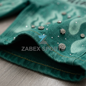 Pantalones Cortos de Mezclilla Rosa Lavada Personalizados para Hombre, Adornados con Cristales, Transpirables, Ecológicos, de Primera Calidad, Estilo Urbano, de Algodón, Casuales - Product Image 5