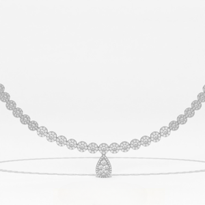 Aarinya Lab Grown Halo Tennis <b>Necklace</b> Pear Cut Pendant Drop IGI Certified 925 <b>Silver</b> Graduated Bezel-<b>Set</b> Luxury <b>Necklace</b> - Product Image 1