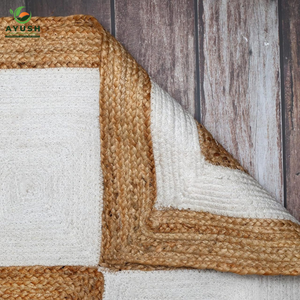 Tapis rectangulaires compacts naturels de 150 cm x 210 cm en jute tressé, personnalisables pour dressing et salle de bain - Product Image 5