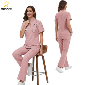 <b>Scrubs</b> for Women - Zip Front Top & Flare Pant Stretch Nursing Women’s <b>Scrubs</b> <b>Set</b> Medical Uniform - Product Image 6
