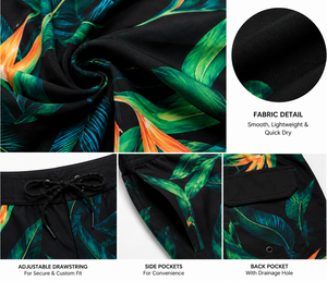 Shorts de Surf con Estampado de Hojas Tropicales Personalizados para Hombre, Secado Rápido, Trajes de Baño Ligeros para Playa, Deportes Acuáticos de Verano, OEM ODM - Product Image 6