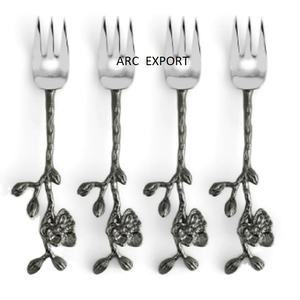 Luxury Silver Color Fork Set With Modern Style Serving Home & Hotel Ware Dinning <b>Table</b> Food Cutlery Set With Leaf Design Handles - Product Image 1