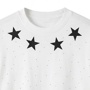 Camiseta de Hombre Blanca con Pedrería, Hombros Caídos, Talla Grande, Algodón Grueso, Logotipo Personalizado, Precio al por Mayor, Verano - Product Image 4