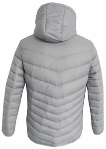 Hooded Puffer <b>Jacket</b> Men's Winter Windproof Casual <b>Zipper</b> Closure Polyester Wadding Solid Color Slim Fit Outerwear - Product Image 2