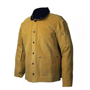 Veste de soudeur en cuir de vachette pleine fleur, résistante à l'abrasion, protection corporelle robuste, résistante au feu et à la chaleur - Product Image 1