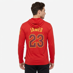 Custom Men <b>Red</b> Basketball Shooting Hoodie Shirt <b>Long</b> <b>Sleeve</b> Athletic Training <b>Top</b> with Team Logo - Product Image 2