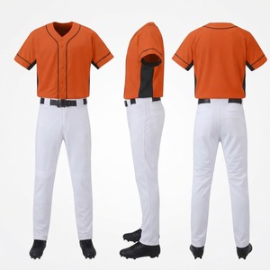 Conjunto de Uniforme de Béisbol Naranja Personalizado, Jersey de Manga Corta para Hombre, Pantalones Blancos de Poliéster Transpirable, Ropa Deportiva para Equipo Adulto - Product Image 1