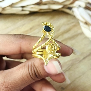 Hot Design Boho <b>Snake</b> Black Onyx <b>Ring</b> Boho Brass Jewelry for Women 18k Gold Plated <b>Snake</b> Floral <b>Ring</b> for Wholesale/OEM/ODM - Product Image 3