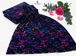 Soft Multicolor Foil Printed Velvet Fabric Premium Garments Dresses Kaftans Fashion Wear Home Textile OEM - Product Image 6