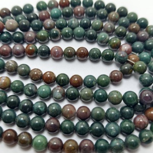 Rare Gems Factory Bloodstone <b>Beads</b> Strands 8mm 15.5" Strand Model BDS-008 Green/Brown/<b>Red</b> - Product Image 3