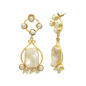 Pendientes de Perlas Naturales de Agua Dulce Blancas Oyster, Estilo Vintage Cristiano para Boda, Latón Chapado en Oro de 24K, Sin Níquel, Hechos a Mano - Product Image 2