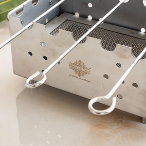 Parrilla Rectangular de Acero Inoxidable IndianArtVilla con 3 Brochetas para Cocinar, Uso Doméstico, Hotelero y en Restaurantes - Product Image 3