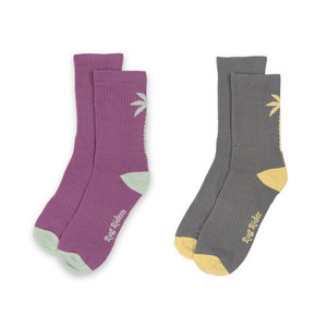 Rug Ridem Crew <b>Socks</b> Purple With Mint Accents <b>Breathable</b> Knitted For Adults Spring Casual Wear - Product Image 2