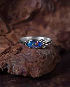 Opal Engagement <b>Ring</b> 18k Gold Marquise Cut Floral <b>Dainty</b> Art Deco Wedding Gift Jewelry - Product Image 1
