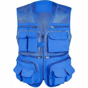 Chaleco de Trabajo de Malla Azul con Múltiples Bolsillos, Chaleco Utilitario Transpirable Unisex de Poliéster para Actividades al Aire Libre - Product Image 1