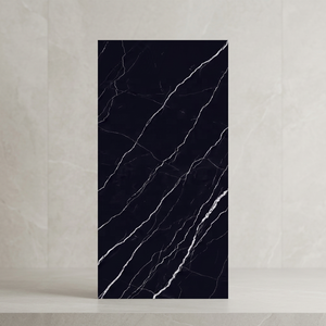 Dalle en pierre frittée en porcelaine Marquina Nero Matt 160x320cm, finition brillante Calacatta Blanc, pour sol extérieur, carrelage en porcelaine pour chambre. - Product Image 5